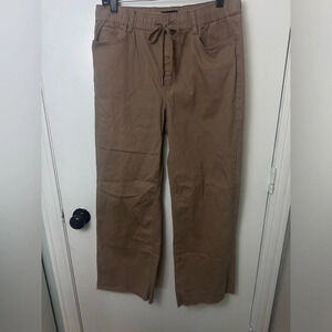 Sincerely Jules Wide Leg Brown Stretch Waist Draw String Womens Pant size L 1187
